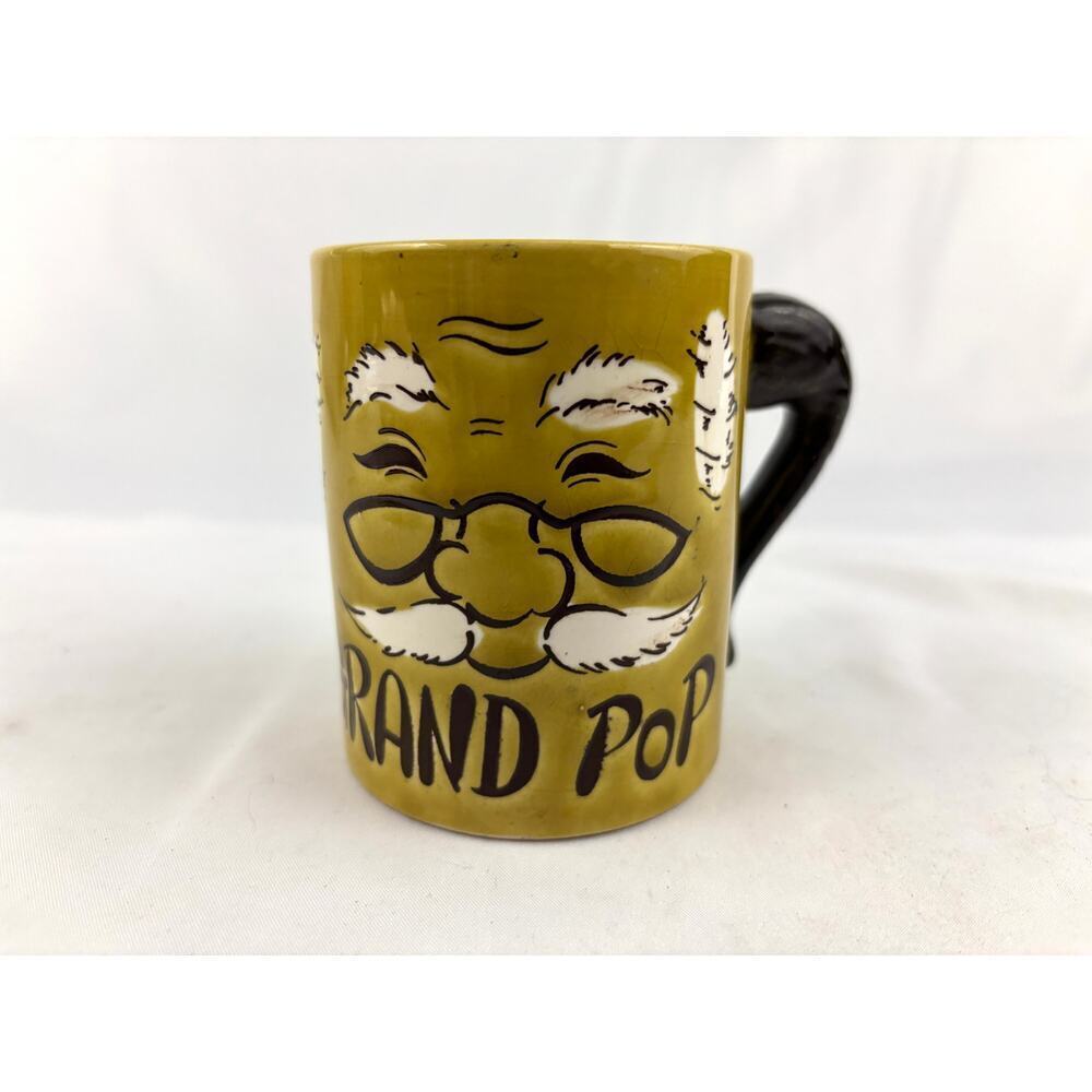 VTG MCM Avocado Green Brown Grand Pop Grandfather Japan‎ Retro Boho Mid Century